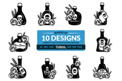 Poison Bottle with Roses Halloween Clipart - CraftNest - Digital Crafting and Art