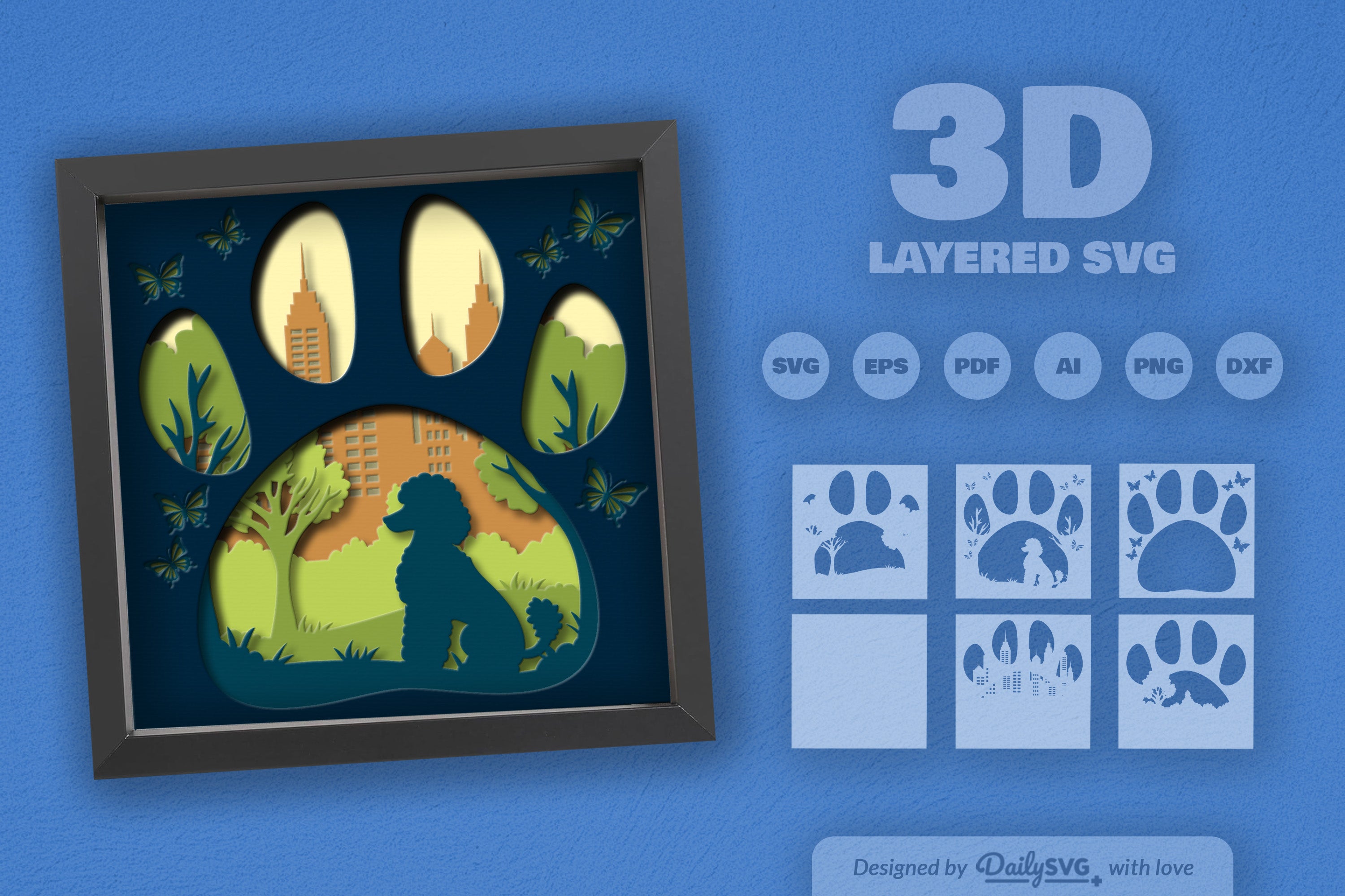 Poodle Dog Park Clipart SVG Bundle