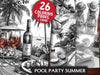 Pool Party Summer Coloring Books