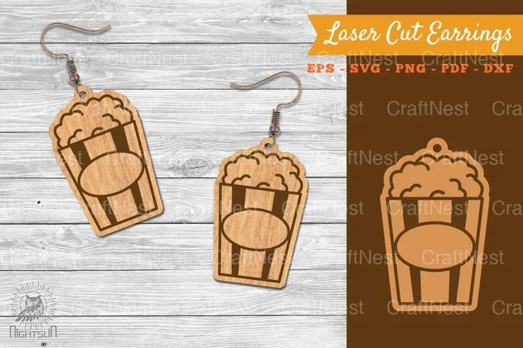 Popcorn Laser Cut Earrings Design Bundle - CraftNest - Digital Crafting and Art
