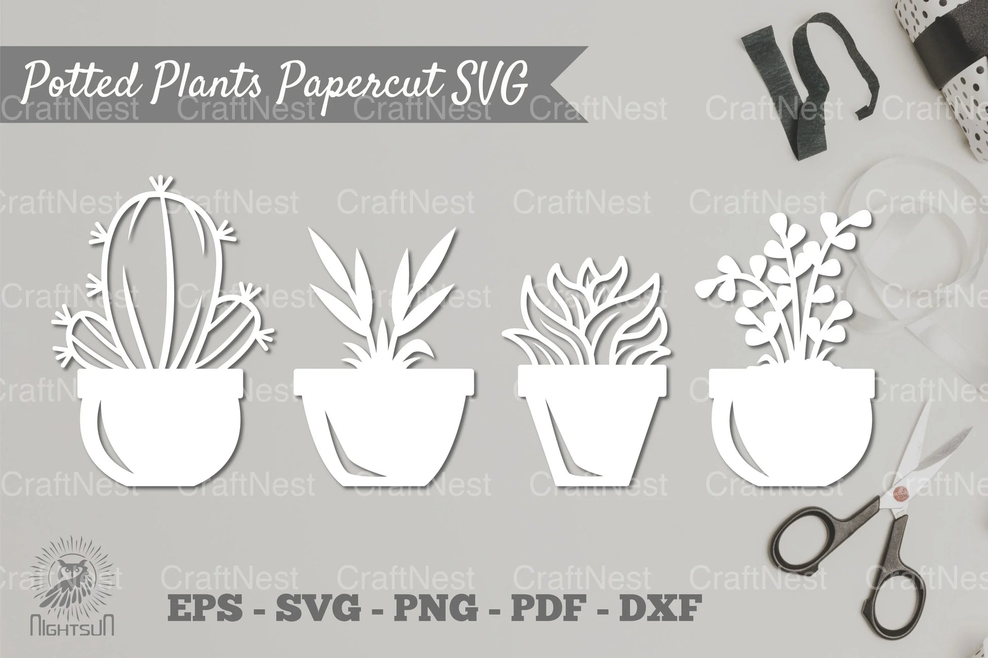 Potted Plants Papercut SVG Bundle - CraftNest - Digital Crafting and Art