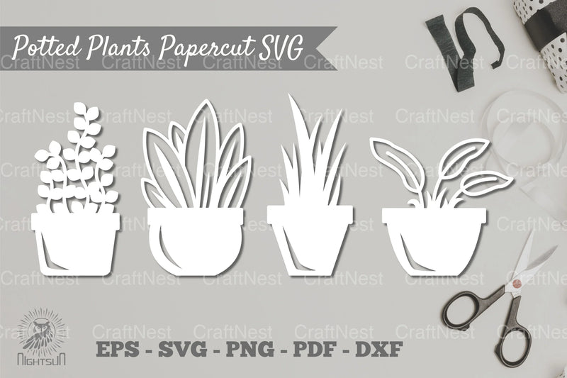 Potted Plants Papercut SVG Bundle - CraftNest - Digital Crafting and Art