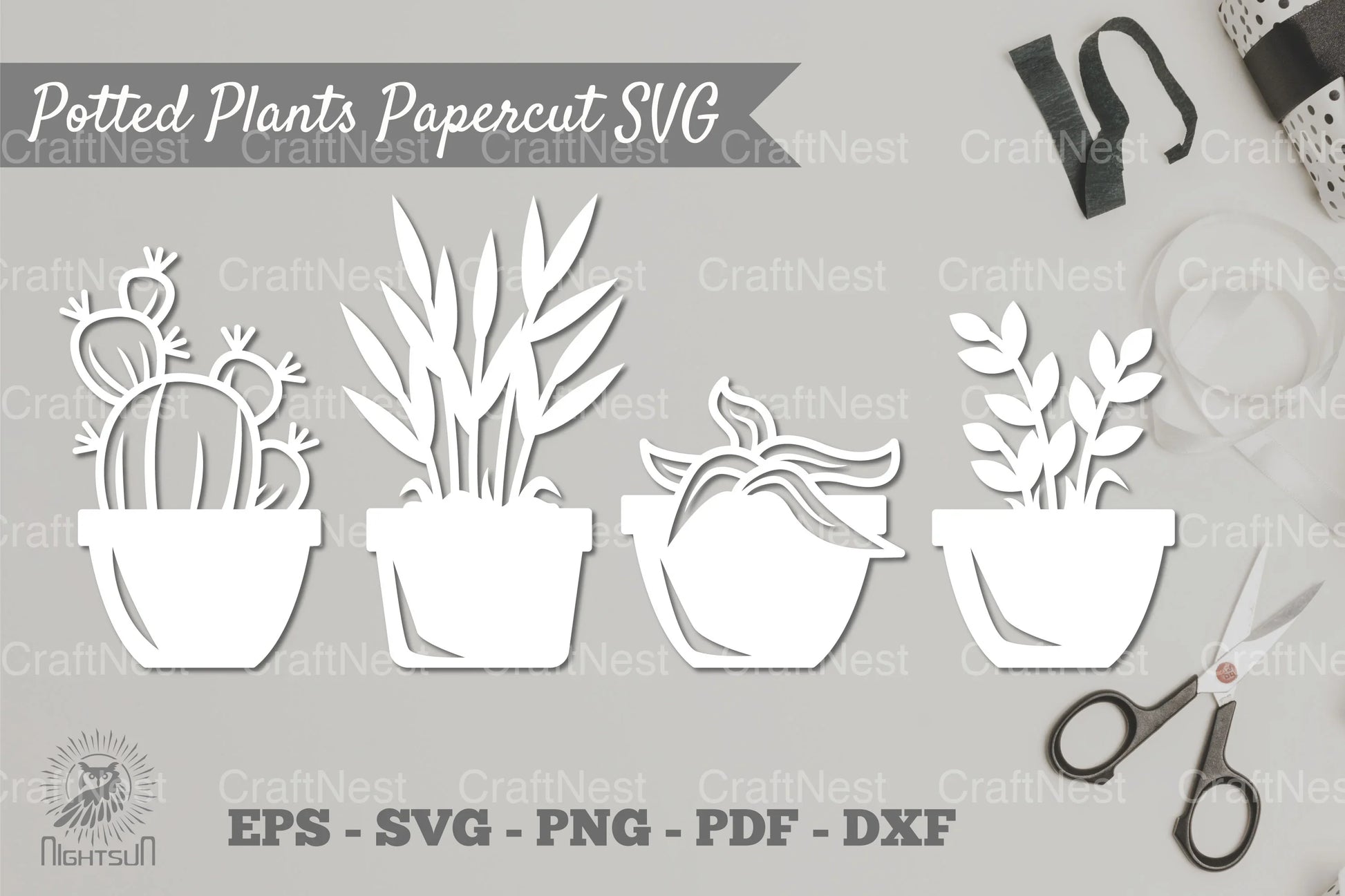 Potted Plants Papercut SVG Bundle - CraftNest - Digital Crafting and Art