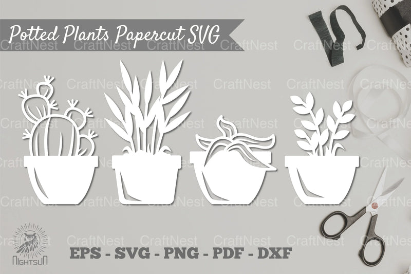 Potted Plants Papercut SVG Bundle - CraftNest - Digital Crafting and Art