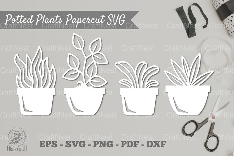 Potted Plants Papercut SVG Bundle - CraftNest - Digital Crafting and Art