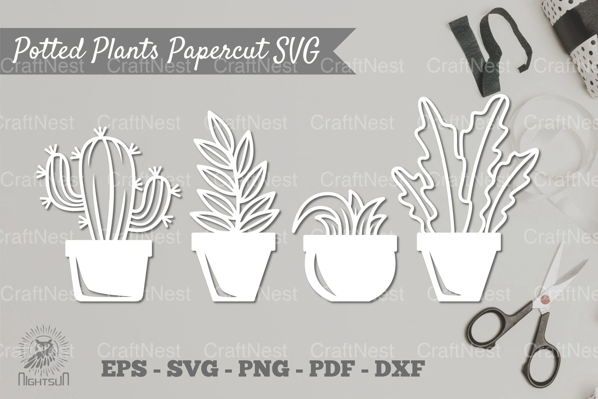 Potted Plants Papercut SVG Bundle - CraftNest - Digital Crafting and Art