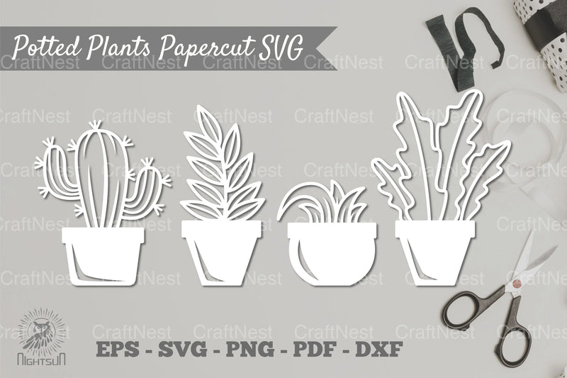 Potted Plants Papercut SVG Bundle - CraftNest - Digital Crafting and Art