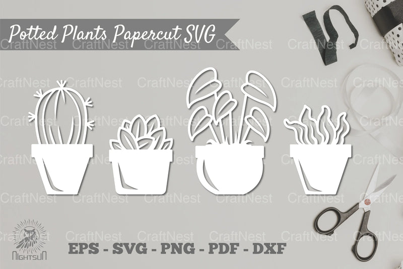 Potted Plants Papercut SVG Bundle - CraftNest - Digital Crafting and Art