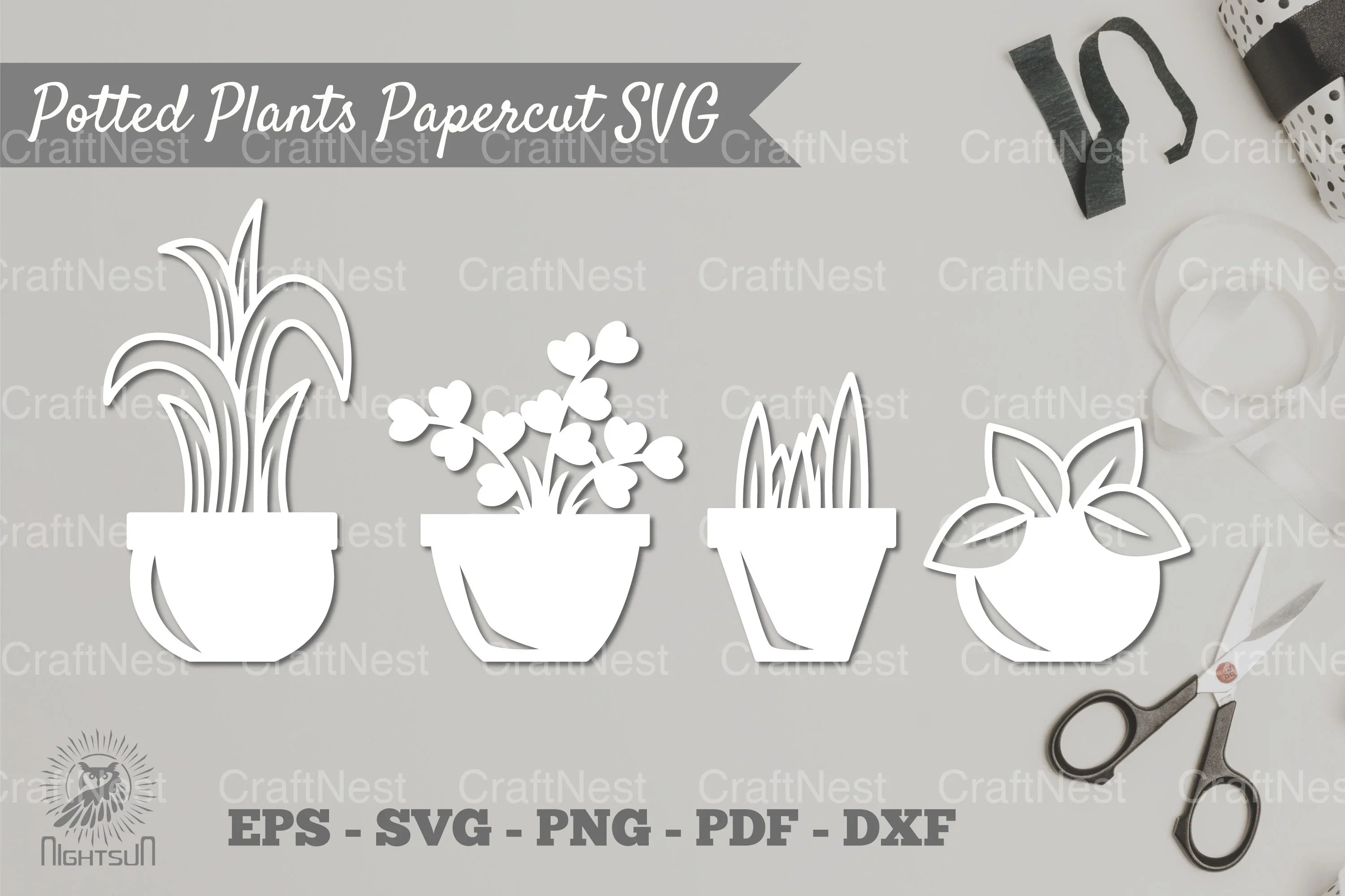 Potted Plants Papercut SVG Bundle - CraftNest - Digital Crafting and Art