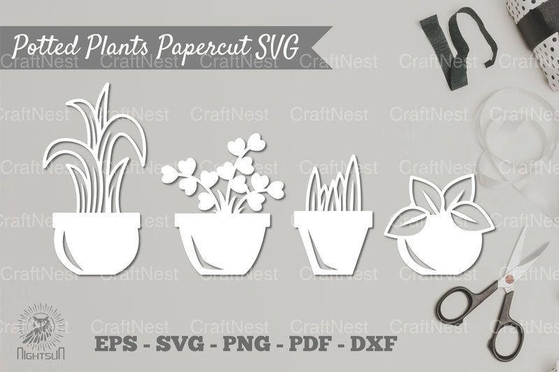 Potted Plants Papercut SVG Bundle - CraftNest - Digital Crafting and Art