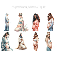 Watercolor Pregnant Woman Clipart - CraftNest - Digital Crafting and Art