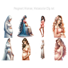Watercolor Pregnant Woman Clipart - CraftNest - Digital Crafting and Art
