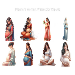 Watercolor Pregnant Woman Clipart - CraftNest - Digital Crafting and Art