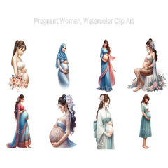 Watercolor Pregnant Woman Clipart - CraftNest - Digital Crafting and Art
