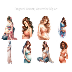 Watercolor Pregnant Woman Clipart - CraftNest - Digital Crafting and Art