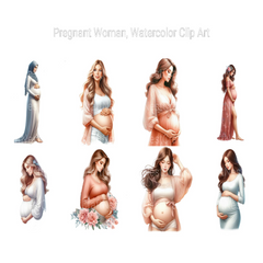 Watercolor Pregnant Woman Clipart - CraftNest - Digital Crafting and Art