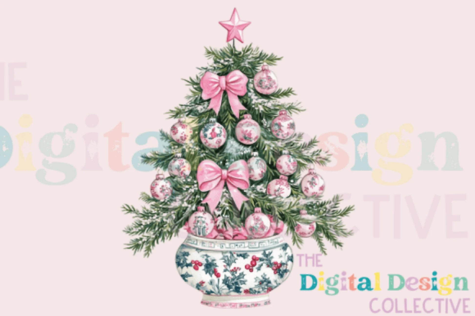Preppy Chinoiserie Christmas Tree Clipart Bundle - CraftNest - Digital Crafting and Art
