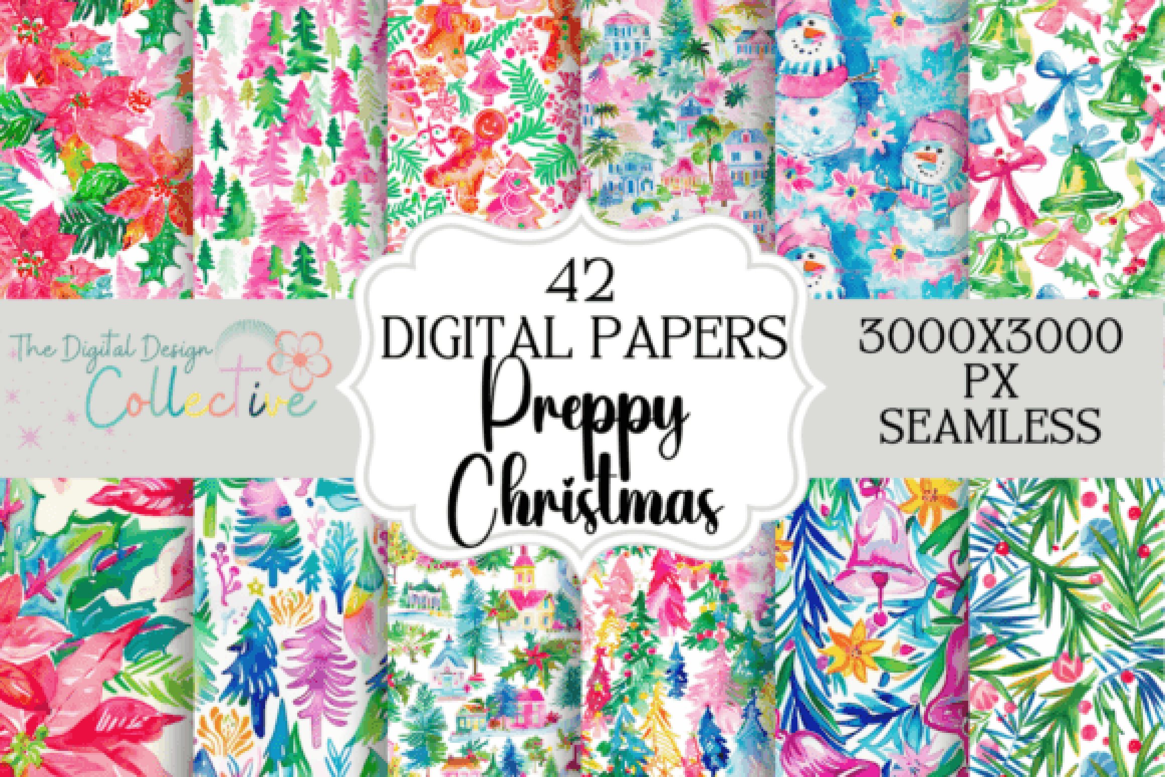 Preppy Christmas Seamless Digital Paper