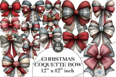 Preppy Christmas Coquette Bow Clipart Bundle - CraftNest - Digital Crafting and Art