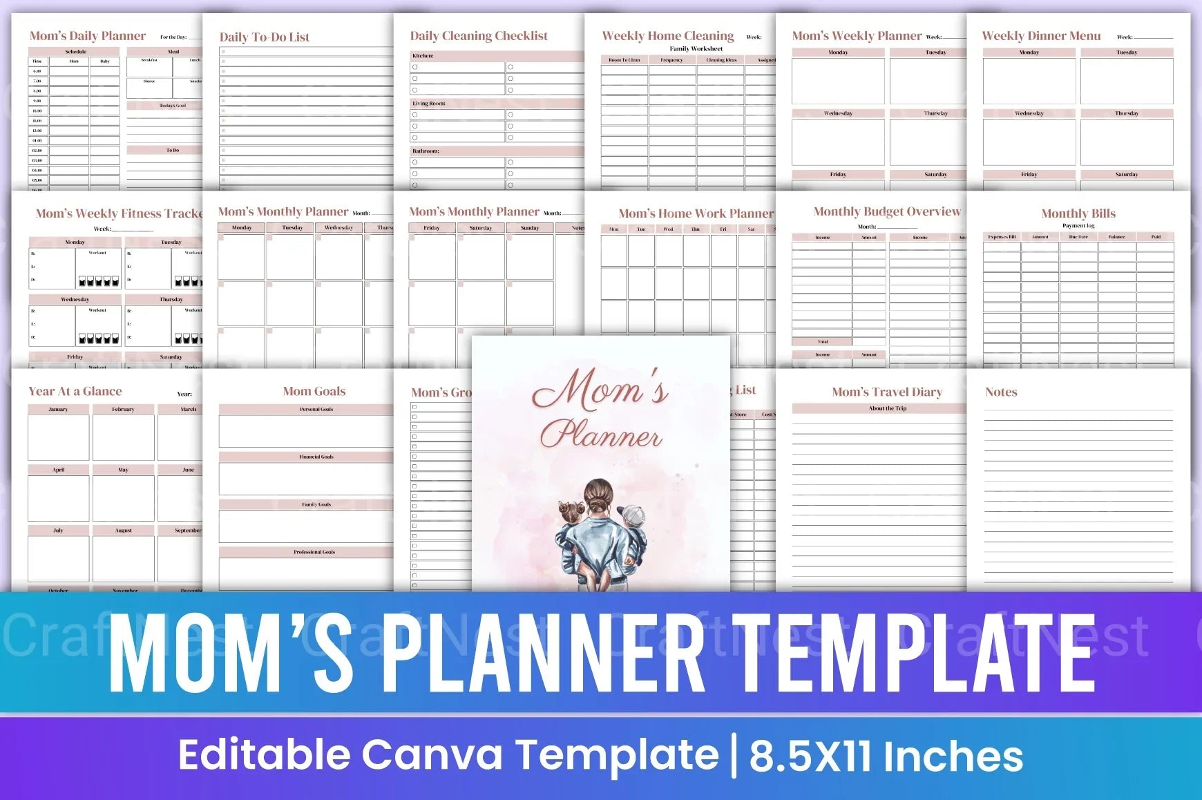 Mom Planner Canva Template - CraftNest - Digital Crafting and Art