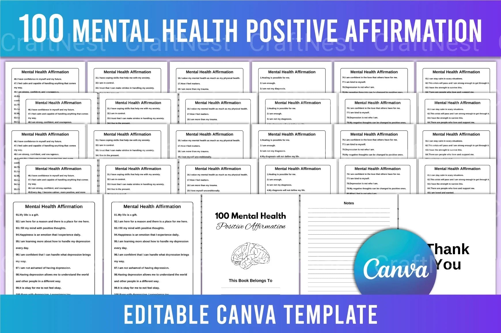 Mental Health Positive Affirmation - CraftNest - Digital Crafting and Art