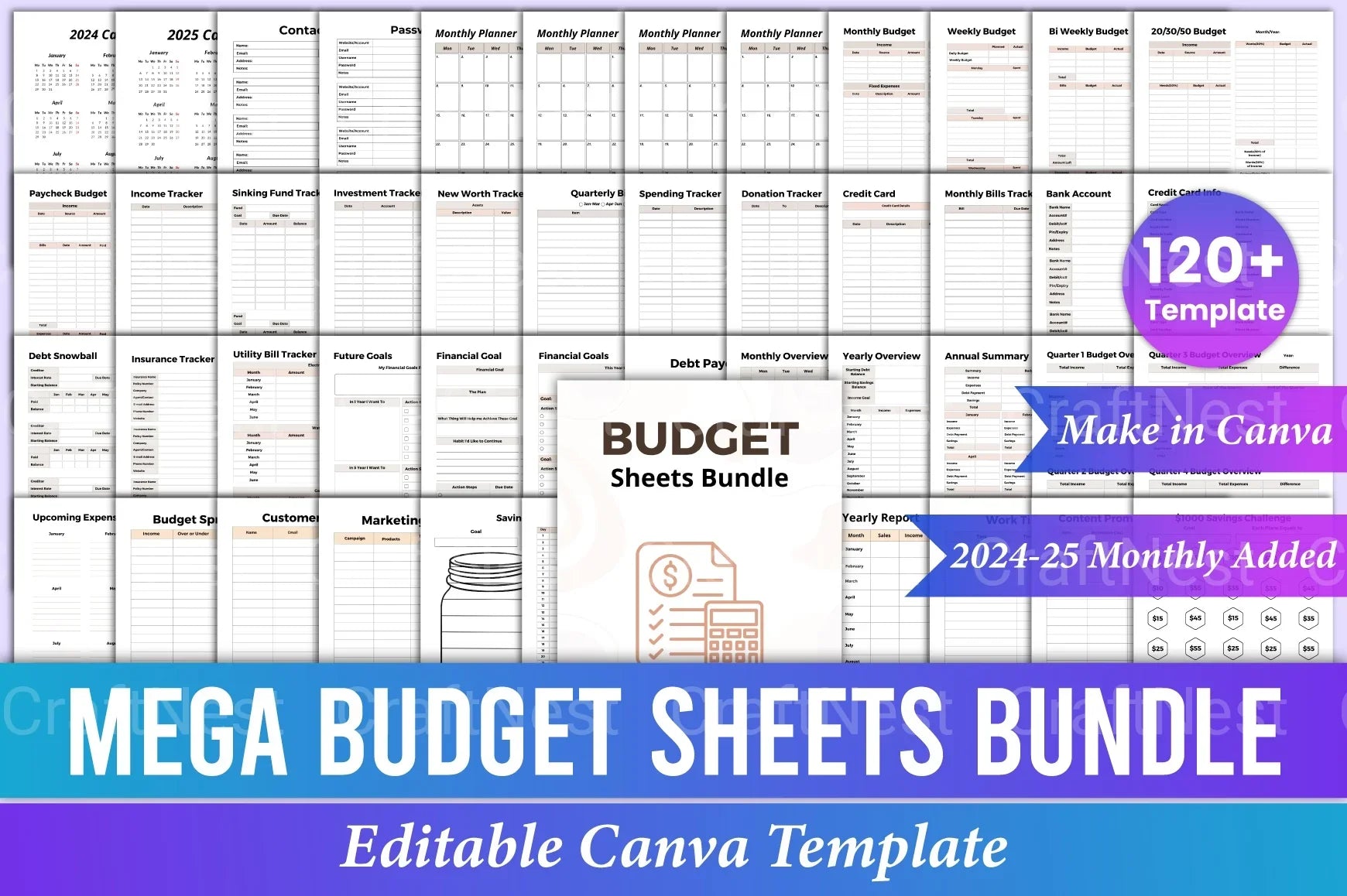 Mega Budget Sheets for Effective Financial Planning - CraftNest - Digital Crafting and Art