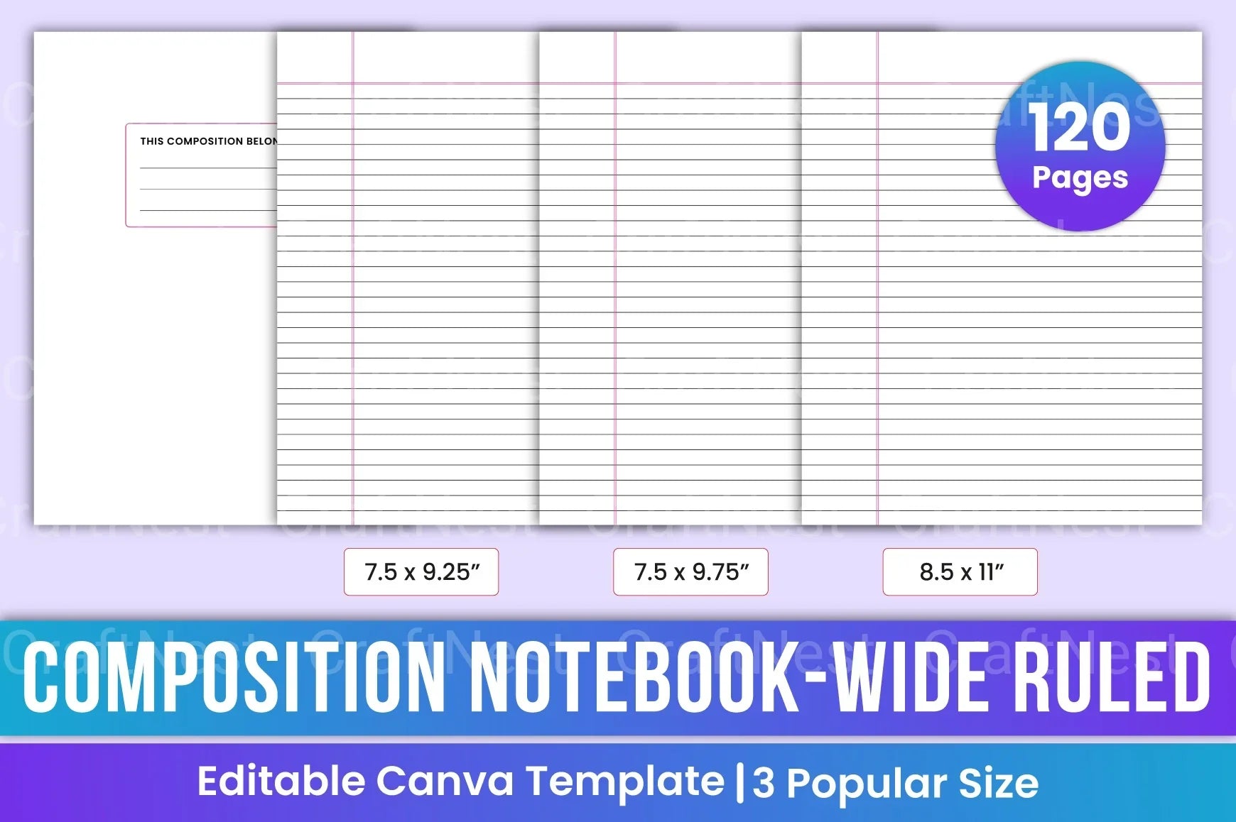 College Ruled Composition Notebook - CraftNest - Digital Crafting and Art