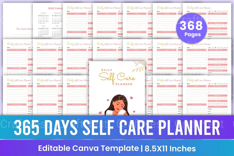 Day Self Care Planner Canva Interior - CraftNest - Digital Crafting and Art