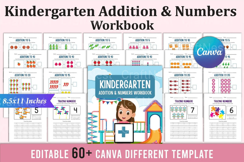 Kindergarten Addition Workbook - CraftNest - Digital Crafting and Art