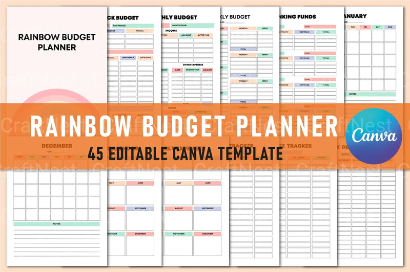 Rainbow Budget Planner for Effective Financial Management - CraftNest - Digital Crafting and Art