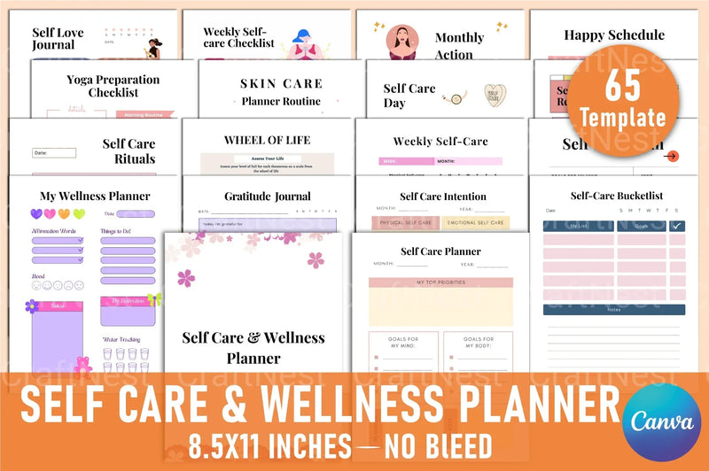 Self Care Wellness Planner for Personal Growth - CraftNest - Digital Crafting and Art