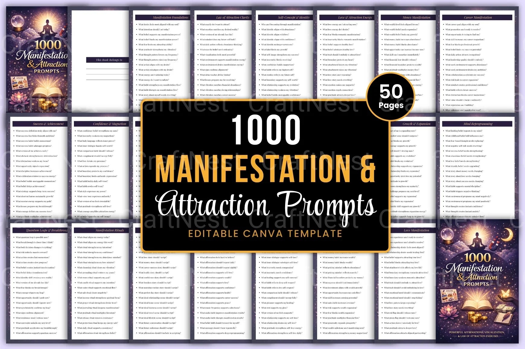 Manifestation Attraction Prompts for Success - CraftNest - Digital Crafting and Art