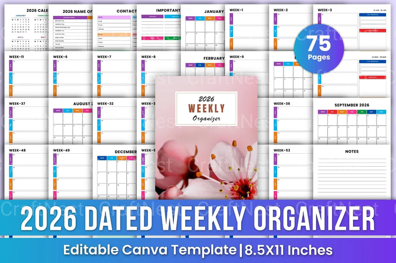Weekly Planner Organizer - CraftNest - Digital Crafting and Art