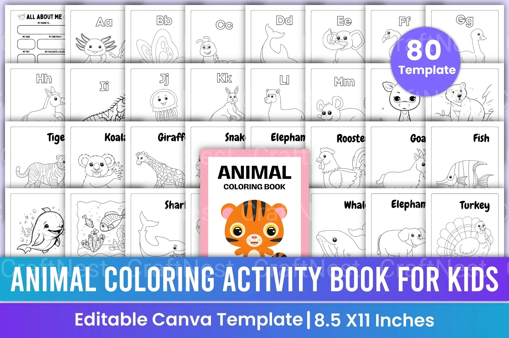 Animal Coloring Activity Book for Kids - CraftNest - Digital Crafting and Art