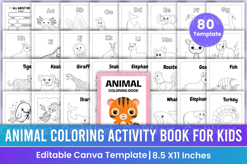 Animal Coloring Activity Book for Kids - CraftNest - Digital Crafting and Art