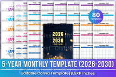 Yearly Monthly Planner Template - CraftNest - Digital Crafting and Art