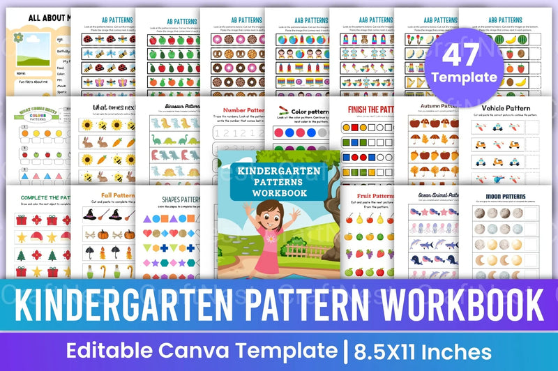 Kindergarten Pattern Workbook for Early Learning - CraftNest - Digital Crafting and Art
