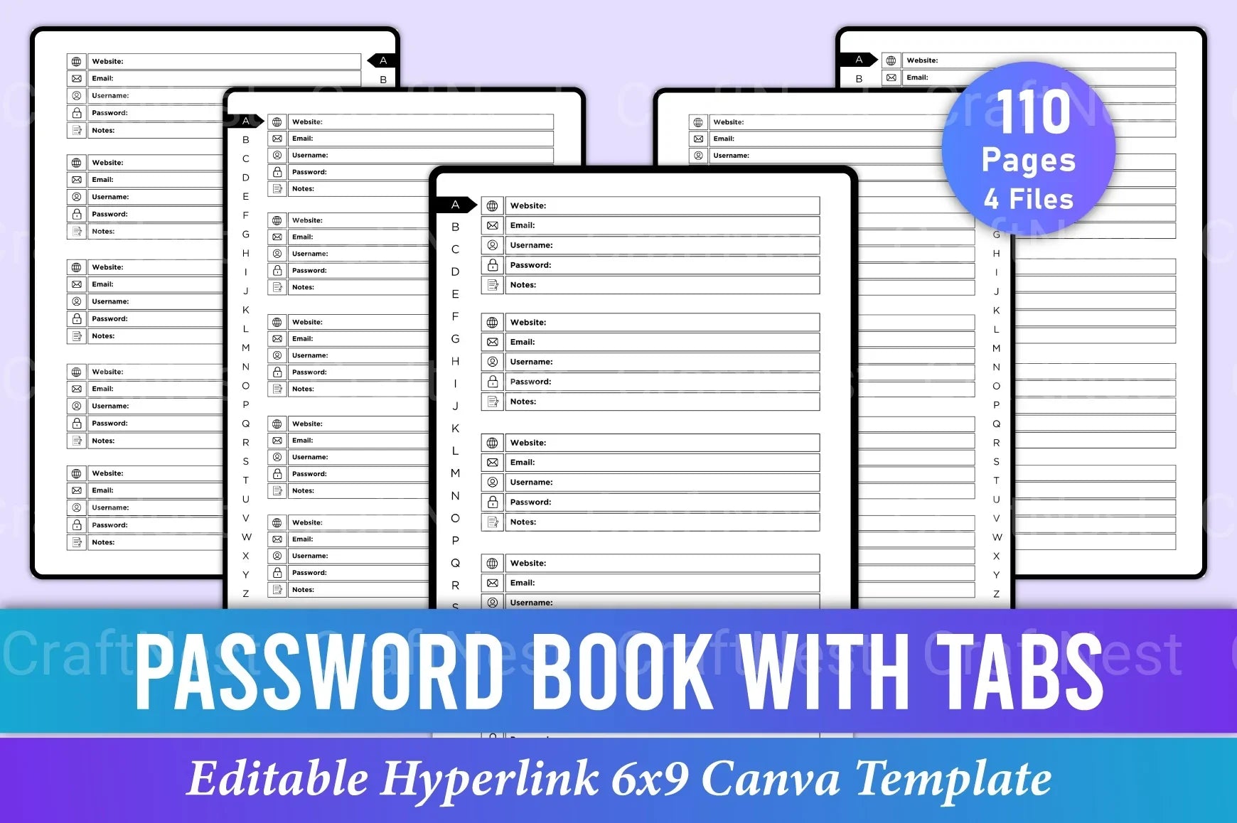 Password Book with Tabs for Easy Organization - CraftNest - Digital Crafting and Art