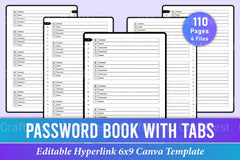 Password Book with Tabs for Easy Organization - CraftNest - Digital Crafting and Art