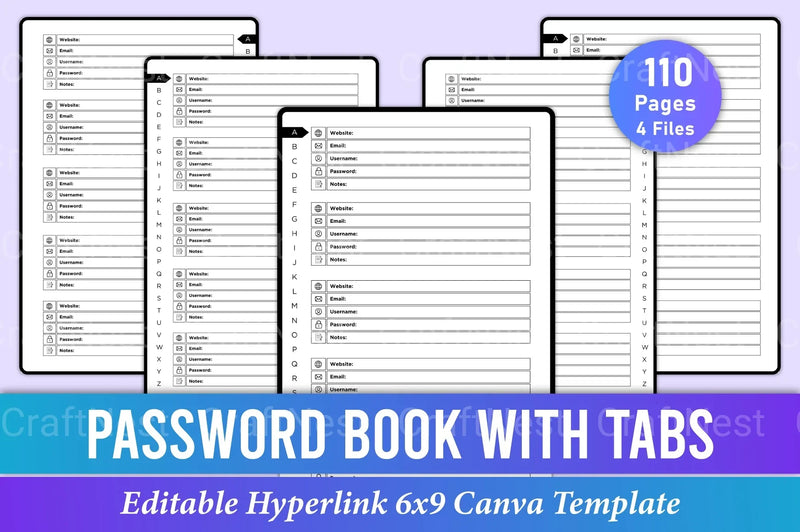Password Book with Tabs for Easy Organization - CraftNest - Digital Crafting and Art