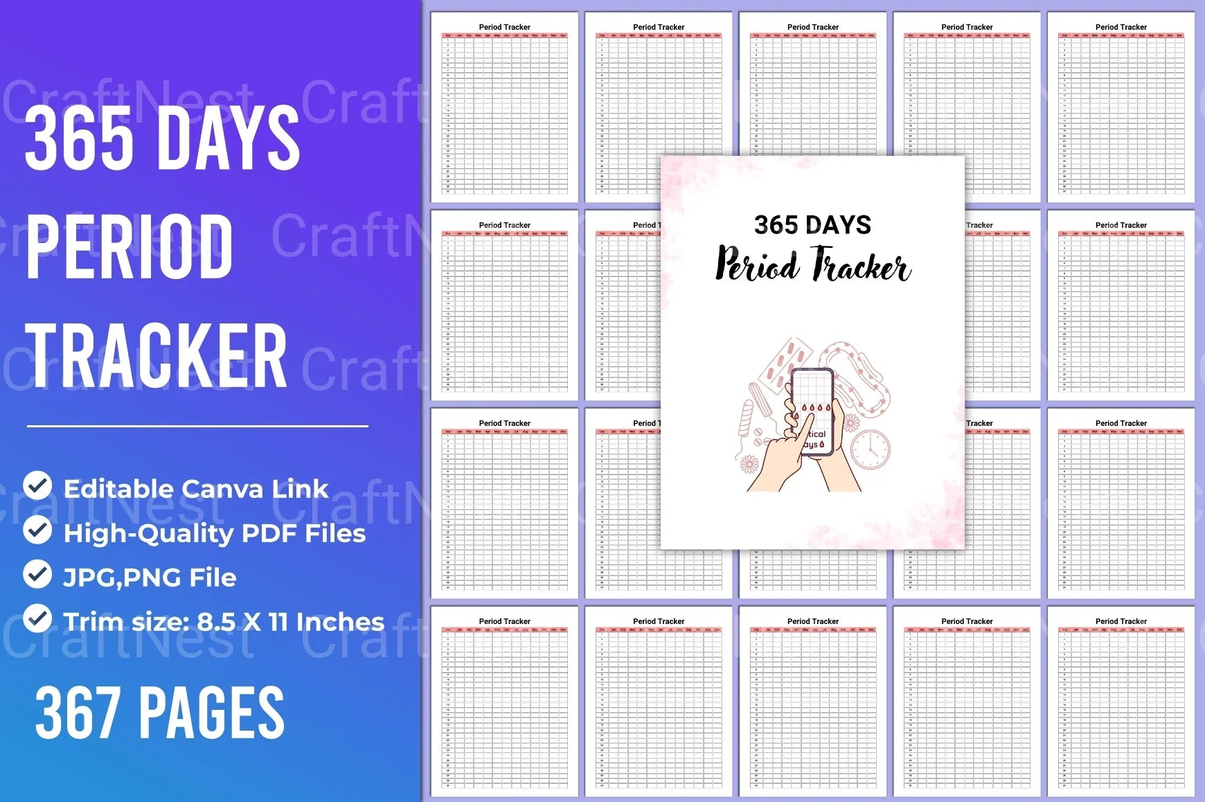 Days Period Tracker App - CraftNest - Digital Crafting and Art