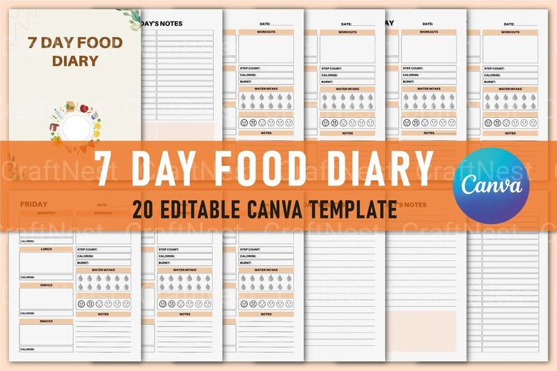 Day Food Diary: Track Your Meals and Nutrition - CraftNest - Digital Crafting and Art