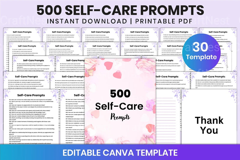 Self Care Prompts for Mindful Living - CraftNest - Digital Crafting and Art