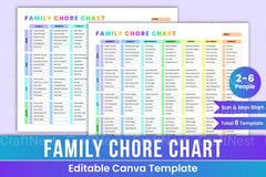 Family Chore Chart Template - CraftNest - Digital Crafting and Art