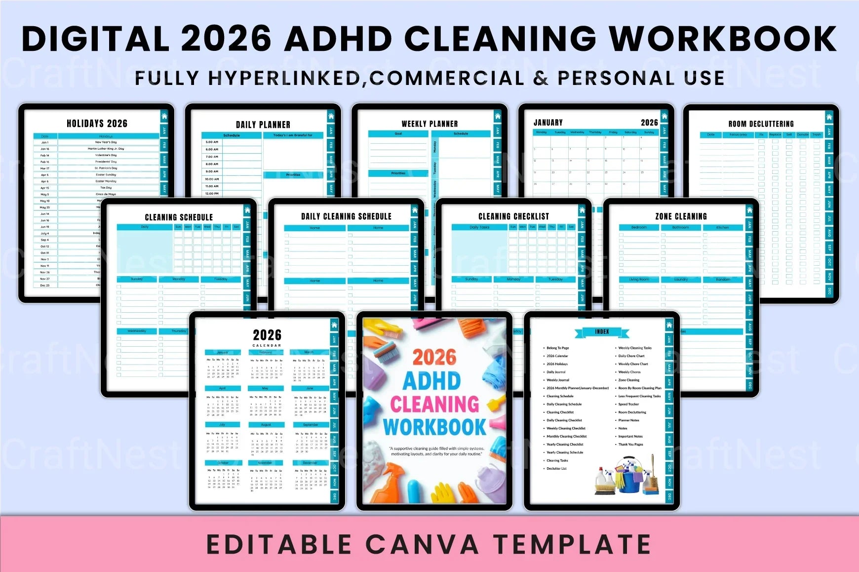 ADHD Cleaning Workbook: Effective Strategies for a Tidy Home - CraftNest - Digital Crafting and Art