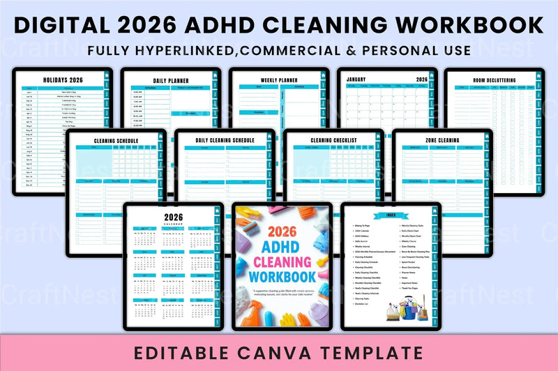 ADHD Cleaning Workbook: Effective Strategies for a Tidy Home - CraftNest - Digital Crafting and Art