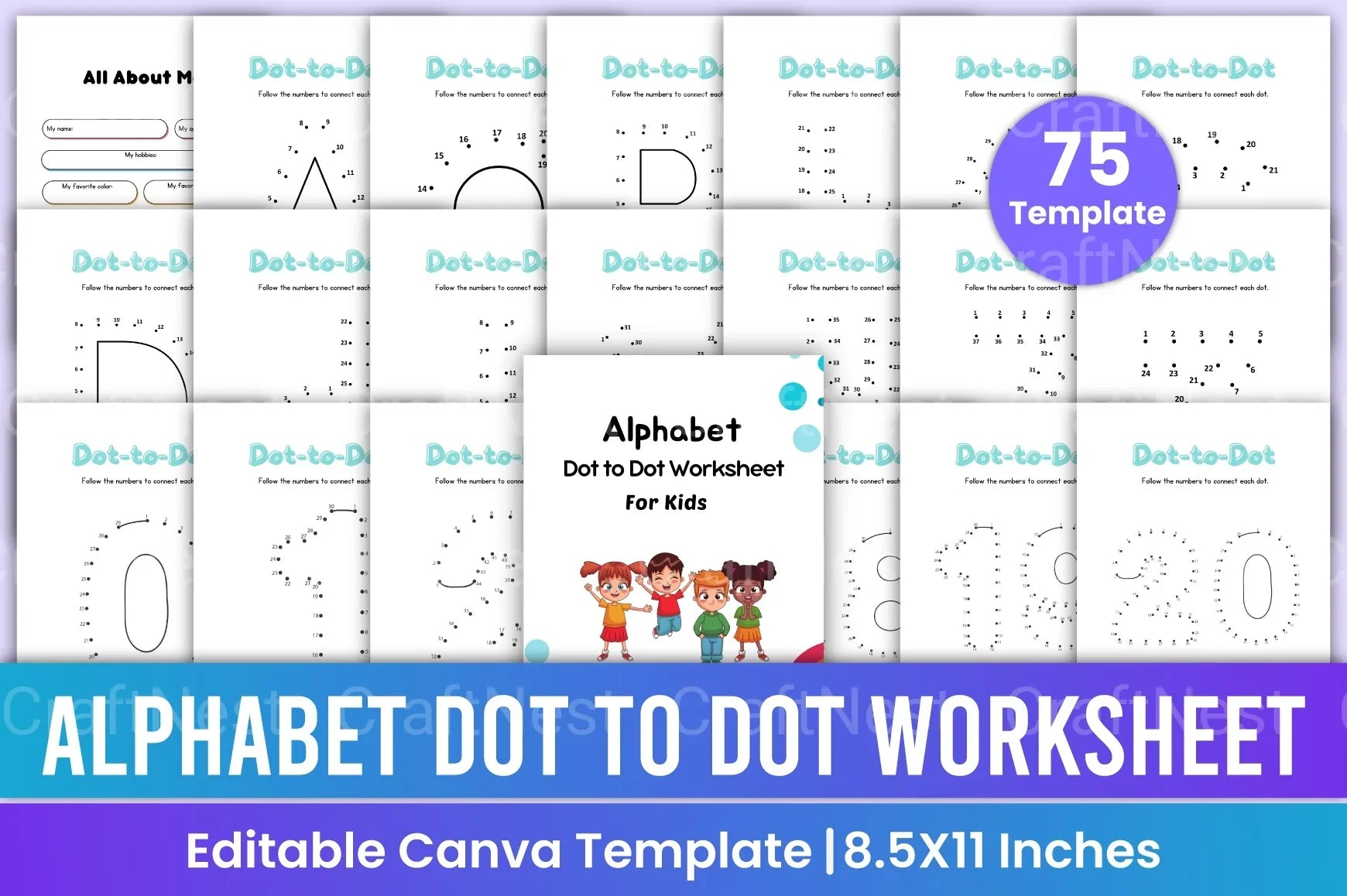 Alphabet Dot to Dot Worksheet for Kids - CraftNest - Digital Crafting and Art