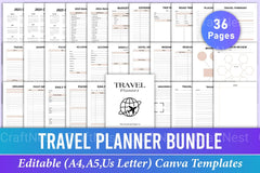 Travel Planner Canva Template Interior - CraftNest - Digital Crafting and Art