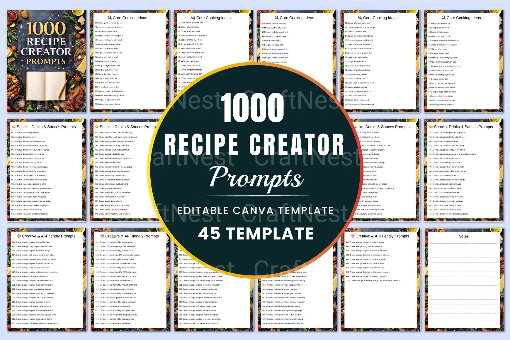 Recipe Creator Prompts for Culinary Inspiration - CraftNest - Digital Crafting and Art