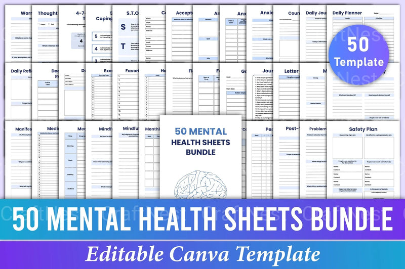Mental Health Worksheets for Wellbeing - CraftNest - Digital Crafting and Art